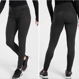 Athleta Peak Hybrid Fleece Tight Black Small Running Outdoor Training Warm